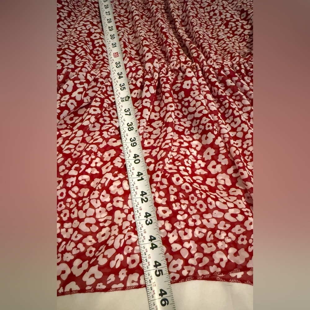 Elegant Red and White Animal Print Patterned Long Sleeve Dress by PrettyGarden - Picture 8 of 14